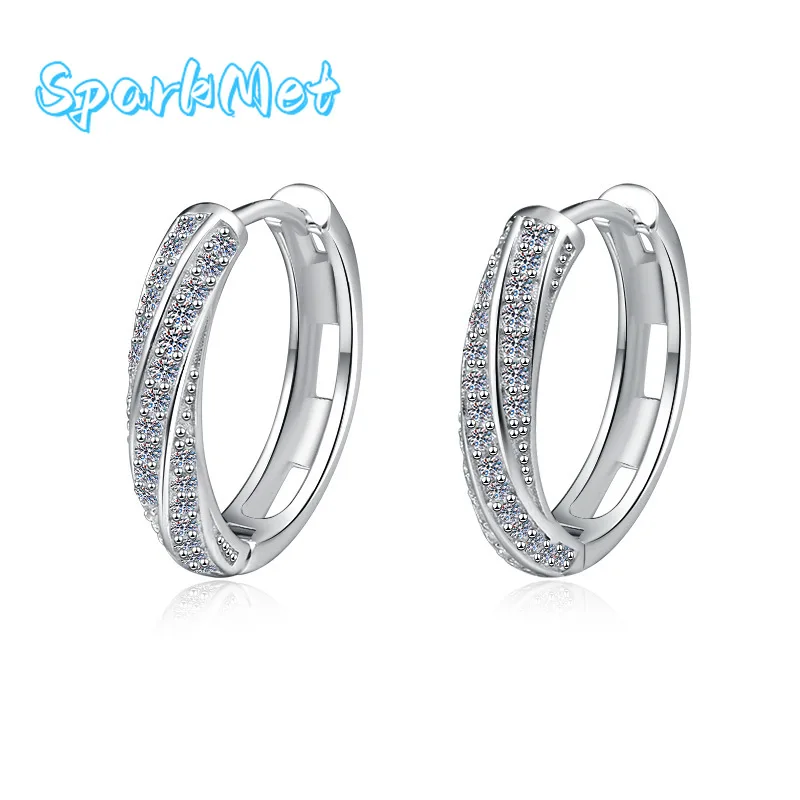 

SparkMet 100% полный муассанит серьги с сертификатом пройденный тест на бриллианты женские ювелирные изделия подарок S925 серебро