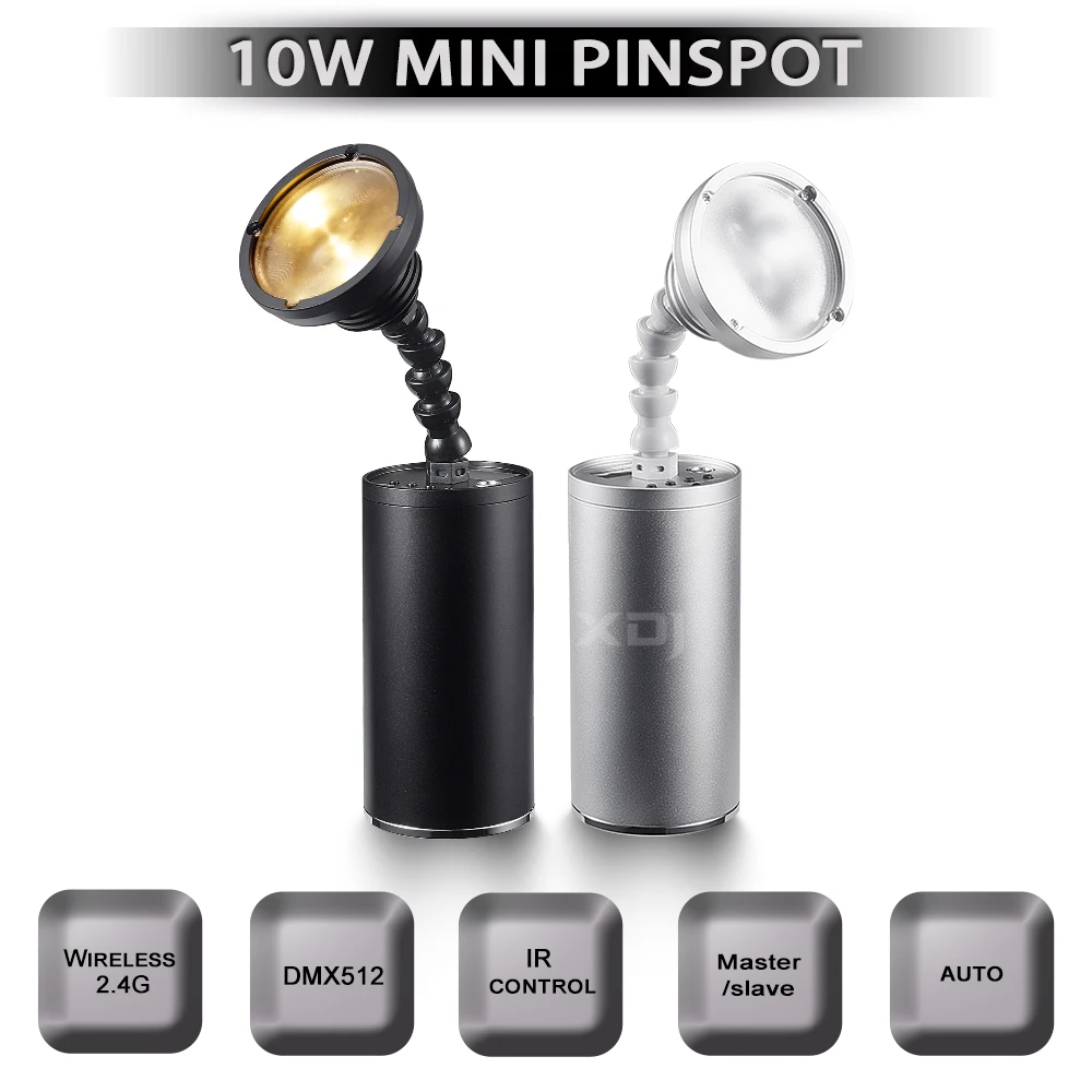 20PCS in Case 10W LED Pinspot Light Magnetic Battery Wireless DMX Cool & Warm White Spot Light for Dj Wedding Lighting