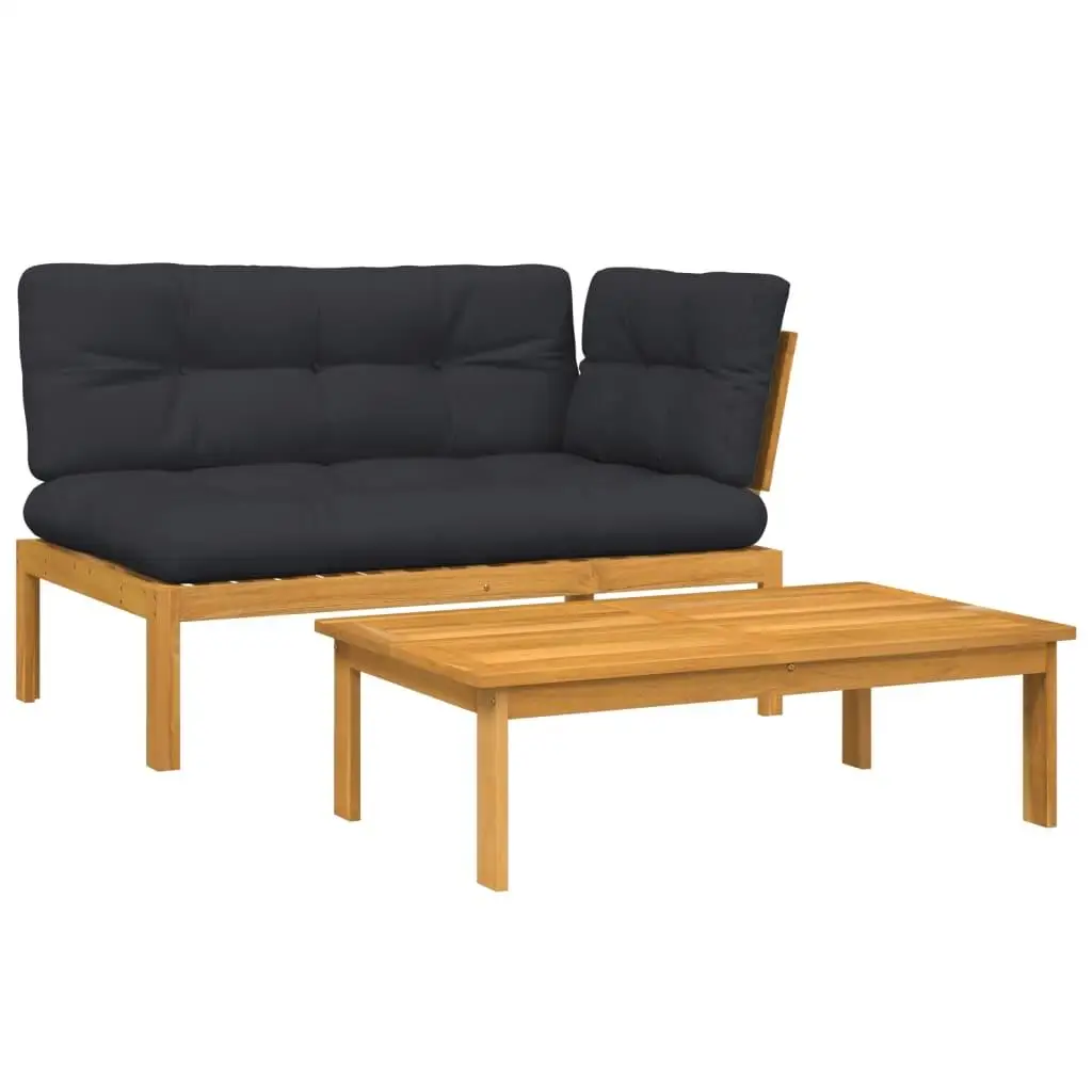 2-Piece Acacia Wood Patio Sofa Set with Cushions - Stylish Outdoor Seating