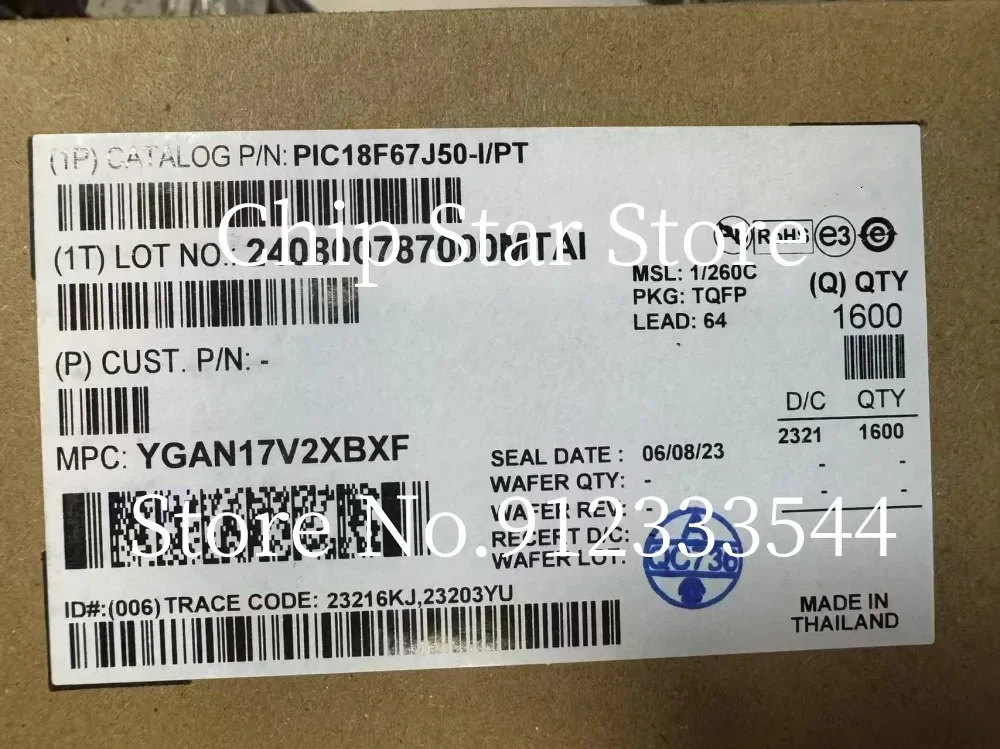 2-50pcs  PIC18F67J50-I/PT  PIC18F67J50  TQFP64  8Bit Microcontroller MCU  100%New And Original