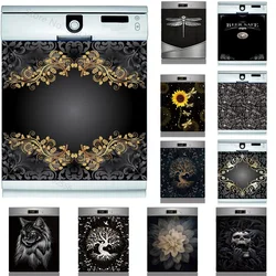3D Self Adhesive Dishwasher Stickers Black Pattern Wall Sticker Kid's Art Door Cover Kitchen Accessories Decor Home Living Room