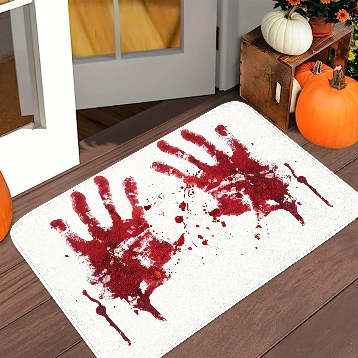 1PCHalloween Bath Mat Bloody Handprint Entrance Doormat Decor Bathroom Corridor Balcony Rugs Prank Blood Bedroom Rug Halloween