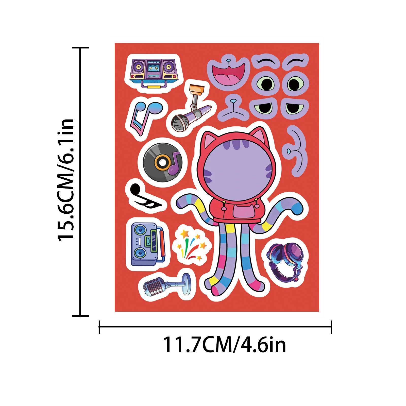 8/16 Fogli di Adesivi Puzzle 'Crea la Tua Faccia' di Gabby's Dollhouse, Gioco Fai-da-Te per Bambini, Giocattoli Educativi con Cartoni Animati, Regalo