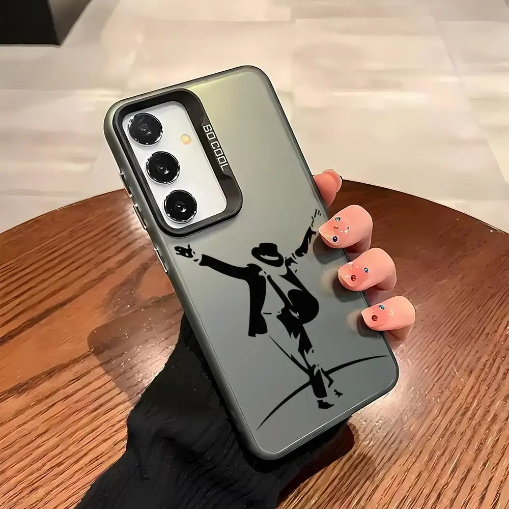 

M-Michael Jackson Music Phone Case For Samsung Galaxy S25 S24 S23 Ultra S22 Plus S20 A55 Laser Colorful Shockproof IMD Hard Cove