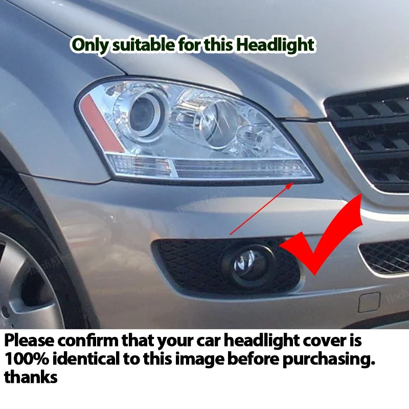 Headlight Housing Protection Glass Cover Headlamps Transparent Shell Lens For Mercedes-Benz ML Class W164 Pre-facelift 2005-2008