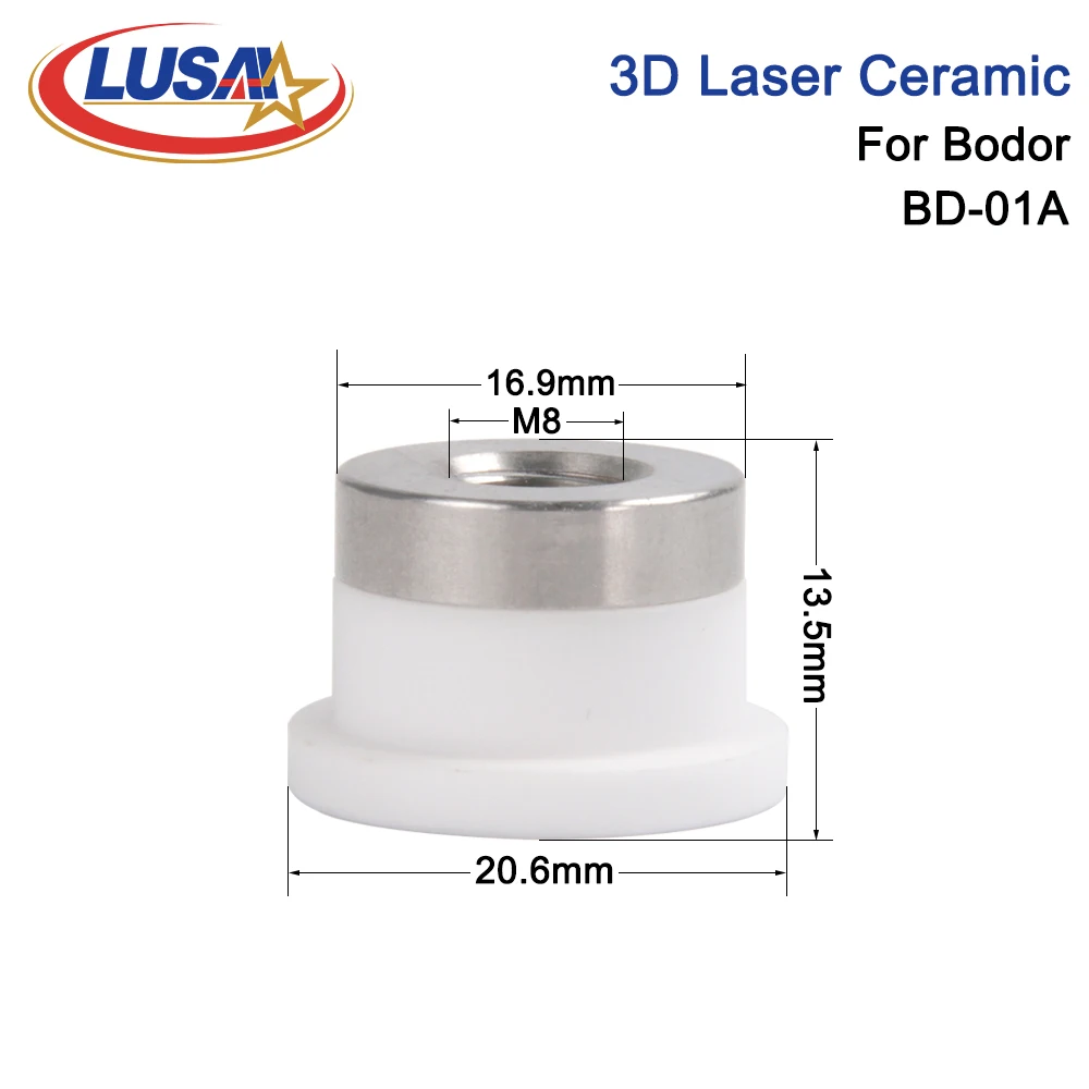 LUSAI 10Pcs/Lot Bodor 3D Laser Ceramic BD-01A Nozzle Holder M8 D20.6mmH13.5M8 For Bodor Laser Tube Cutting Head Machines