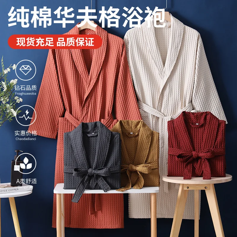 رداء حمام ماص لجميع المواسم من القطن وافل للرجال والنساء للأزواج، أردية تبخير العرق والجمال سريعة الجفاف #2