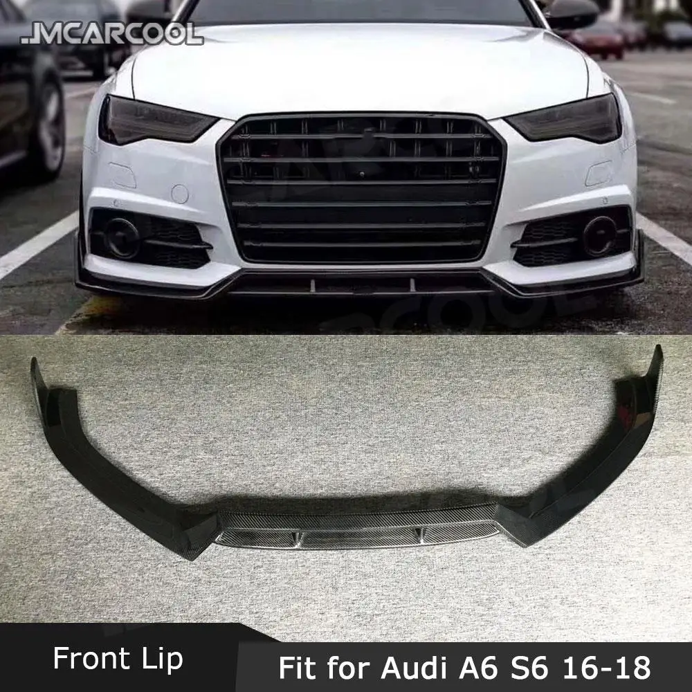 

JMCARCOOL For S6 Carbon Fiber Front Lip Spoiler For Audi A6 S6 Sedan Hatchback 2016-2018 (not for A6 Standard ) Bumper Shovel
