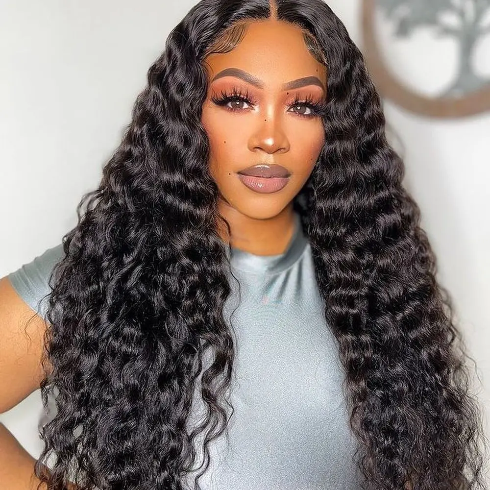 Deep Wave HD Transparent Lace Closure 5x5 6x4 Wear and Go Wigs Pre Plucked Glueless Lace Frontal Curly Wig for Women Human Hair