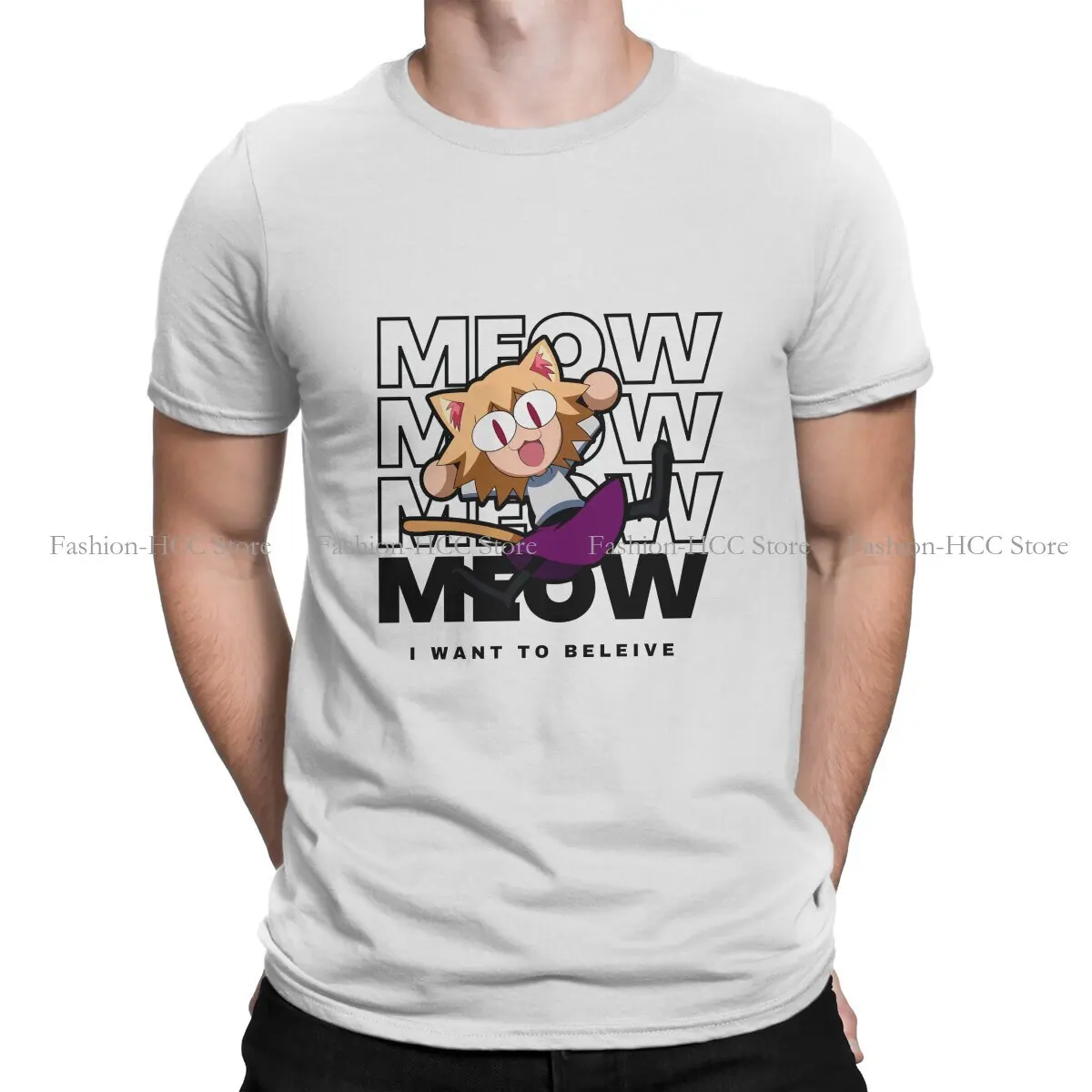 

Loaf Glossy Meow O Neck TShirt Neco Arc NECOARC Cat Original Polyester T Shirt Man's Clothes New Design