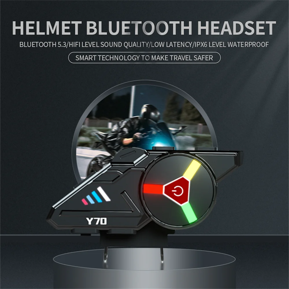 

Y70 Motorcycle FM Bluetooth Helmet Headset Wireless Handsfree Call Kit Stereo 2000 mAh Battery Waterproof Music Speaker Earphone