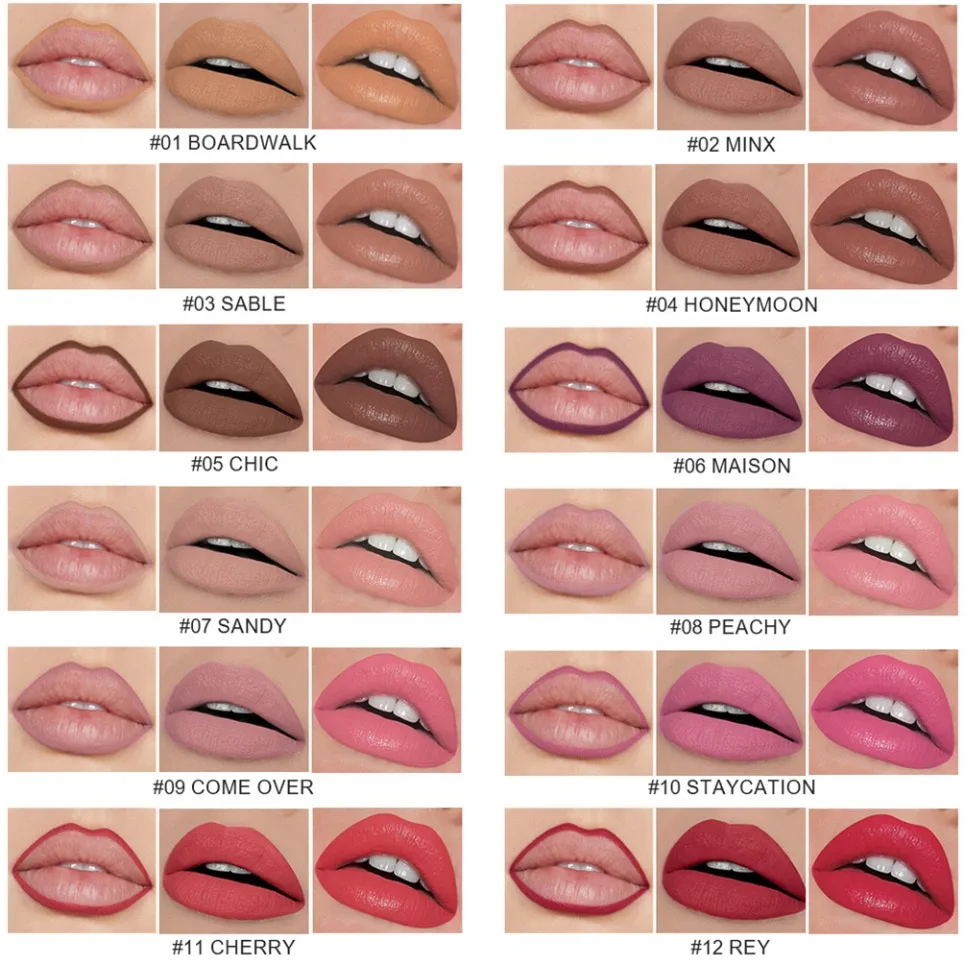 Etichetta privata all'ingrosso vegana Rossetto opaco Balsamo per labbra a lunga durata senza sbavature Set di matite per labbra Kit per trucco Logo personalizzato