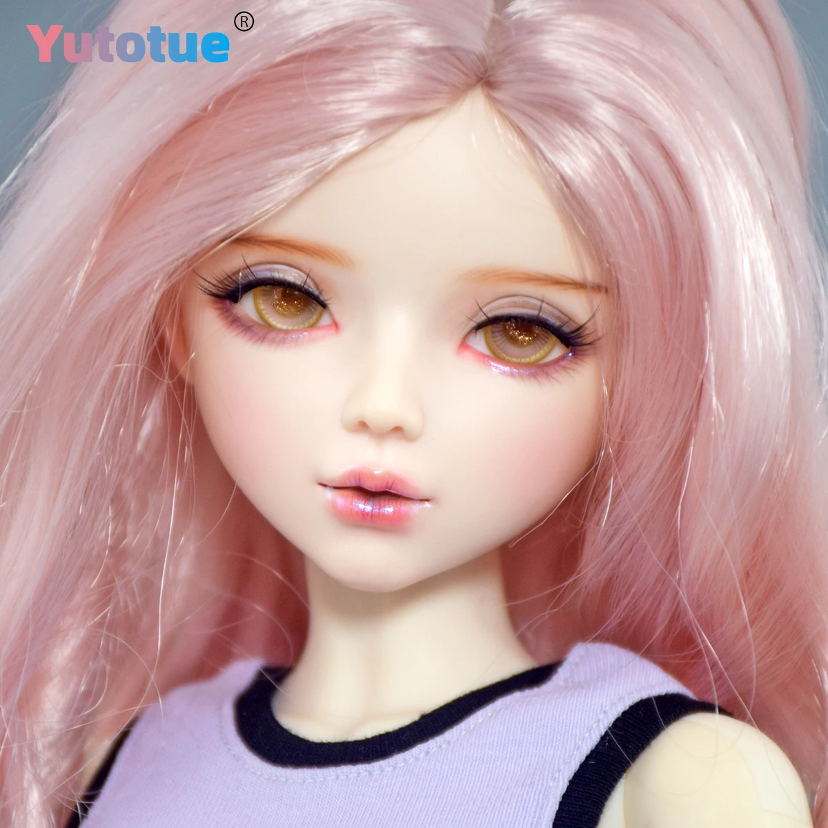 YUTOTUE 56cm Height Girl Doll with Removable Vest Skirt Shoes Curly Wig Gold Eyes Lifelike 1/3 Scale BJD Doll Toy