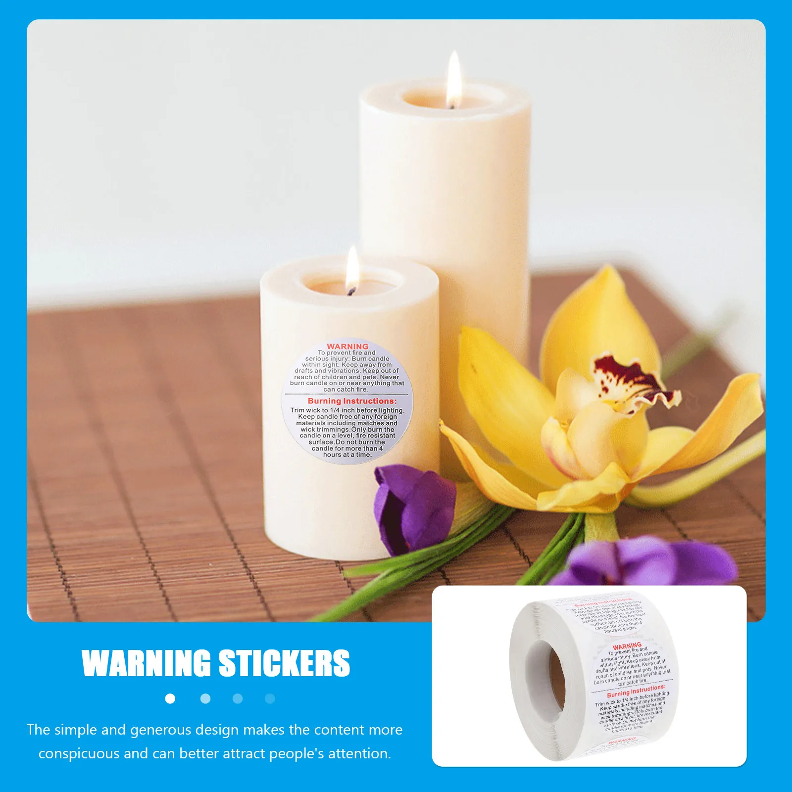 1 Roll Warning Self-Adhesive Label Clear English Safety Sticker for Jar Container Wax Melting Safety Stickers - view 4