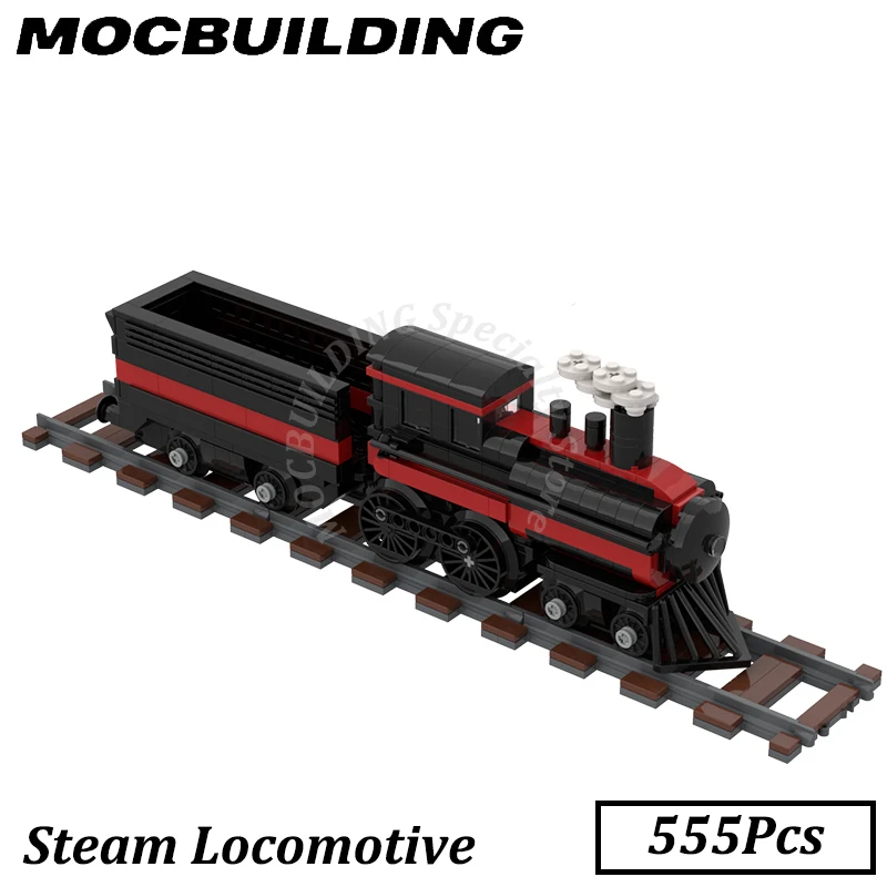 MOC-Vapor Trem Modelo Building Blocks, Acessórios Ferroviários, Exibir Brinquedos, Construção Presente, Natal Presente