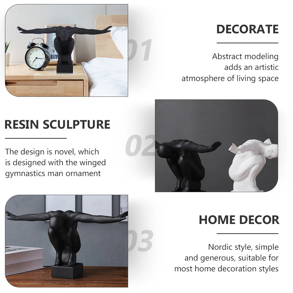 

1pc Nordic Style Resin Sculpture Abstract Men Desktop Ornament For Living Room Office Home Decor Housewarming Gift