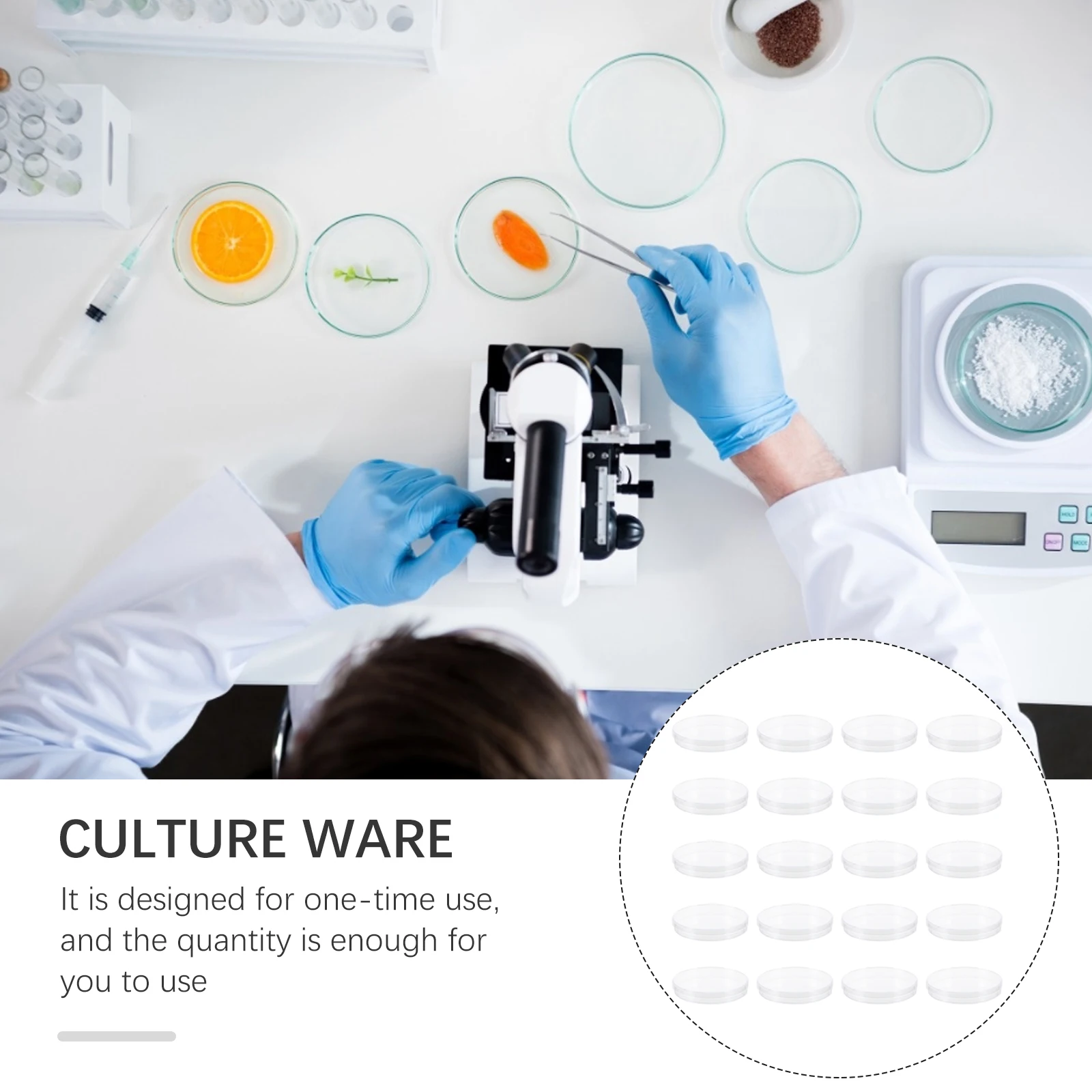 

20 Pcs 90mm Plastic Petri Dishes Clear Culture Plates for Lab Yeast Bacteria Biology Microbiology Experiment Reusable