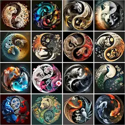 CHENISTORY Pictures By Numbers Tai Chi Dragon Wolf Coloring By Number Fish Animal Handicraft Creative Hobbies Wall Decor