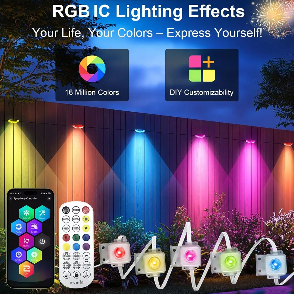 

300 футов постоянные уличные RGB фонари IP67 водонепроницаемые умные приложения управление удаленным режимом сцены «сделай сам» синхронизация музыки карнизный свет