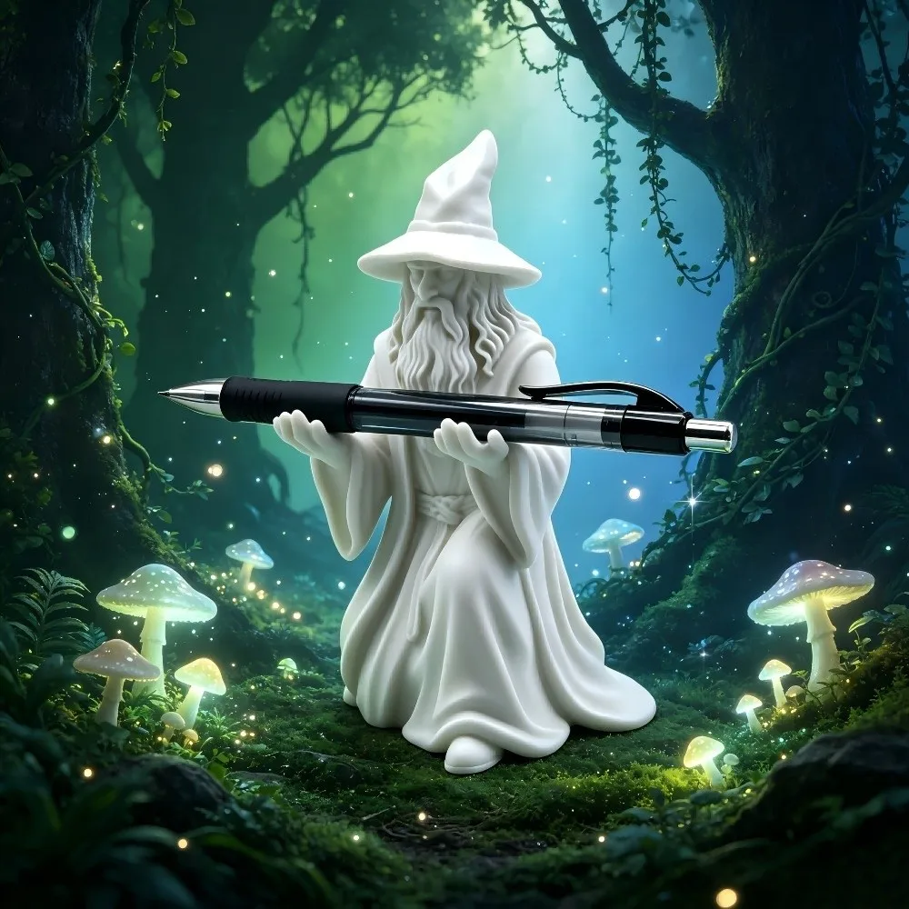 Novelty 3D Printed Wizard Statue Model Creative Design Funny Pen Holder Multi-functional Desk Decoration School Use