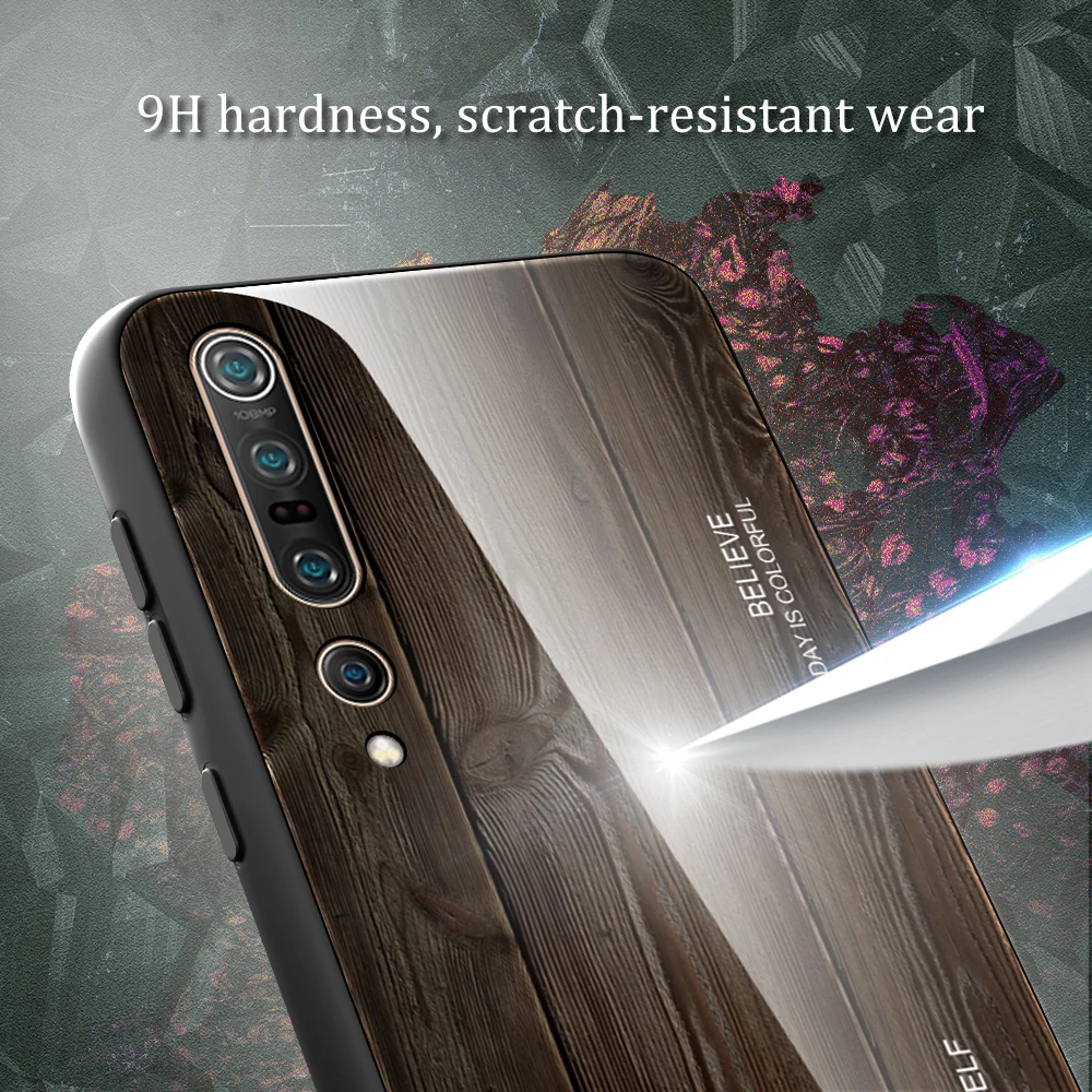 Xiaomi Mi 10T Pro Mi10T Case Wood Grain Tempered Glass Hard Cover Shockproof Phone Case for Xiaomi 10T Pro Xiaomi10T 10T Pro 5G