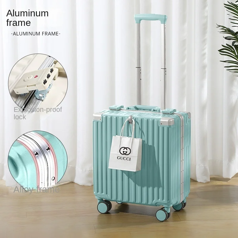 Travel Suitcase Luggage 18-Inch Small  Universal Wheel Lightweight Mini Boarding Trolley  Password Leather Suitcase 2023 Men and