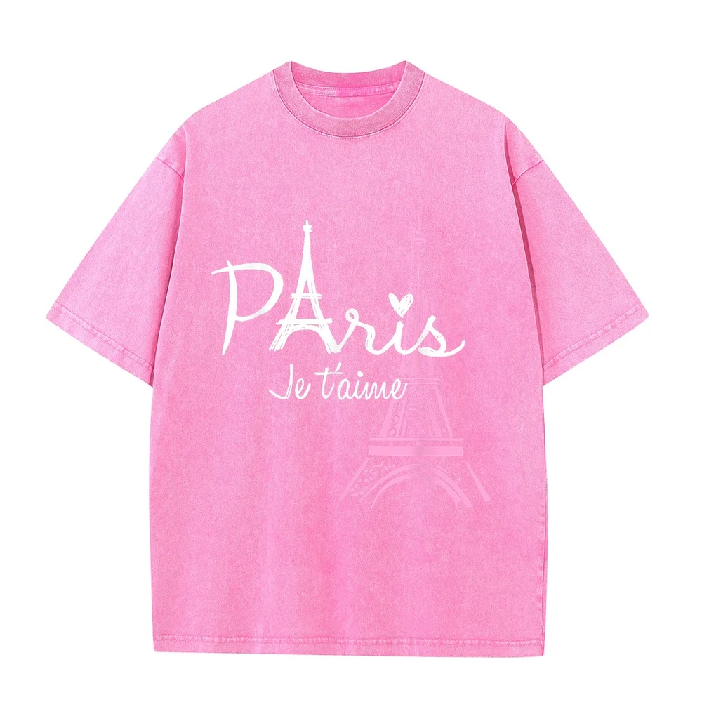 I Love Paris Eiffel Tower France French Souvenir T-Shirt Футболки Y2k Camiseta Perfect Gift T Shirt Casual Tee Graphic Short
