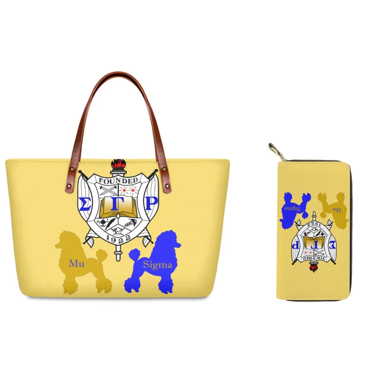 FORUDESIGNS Combo Women's Handbag Fashionable Convenient 2Pcs/Set Tote Bags Wallet Female Creative Sigma Gamma Rho Design Extra