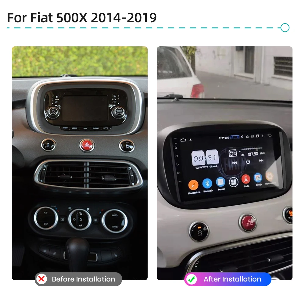 Android 13.0 Wireless CarPlay 8G 256G Car Multimedia Player GPS Navigation 4G WiFi Bluetooth RDS Radio For Fiat 500X 2014-2019