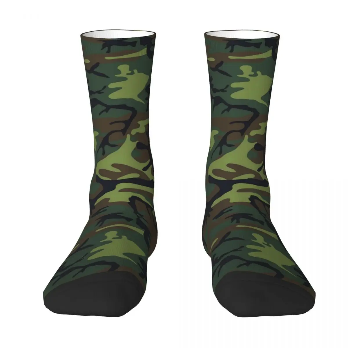 Army Camo Print Stockings Female Green Camouflage Socks Medium Soft Gothic Socks Autumn Cycling Anti Skid Graphic Socks Gift