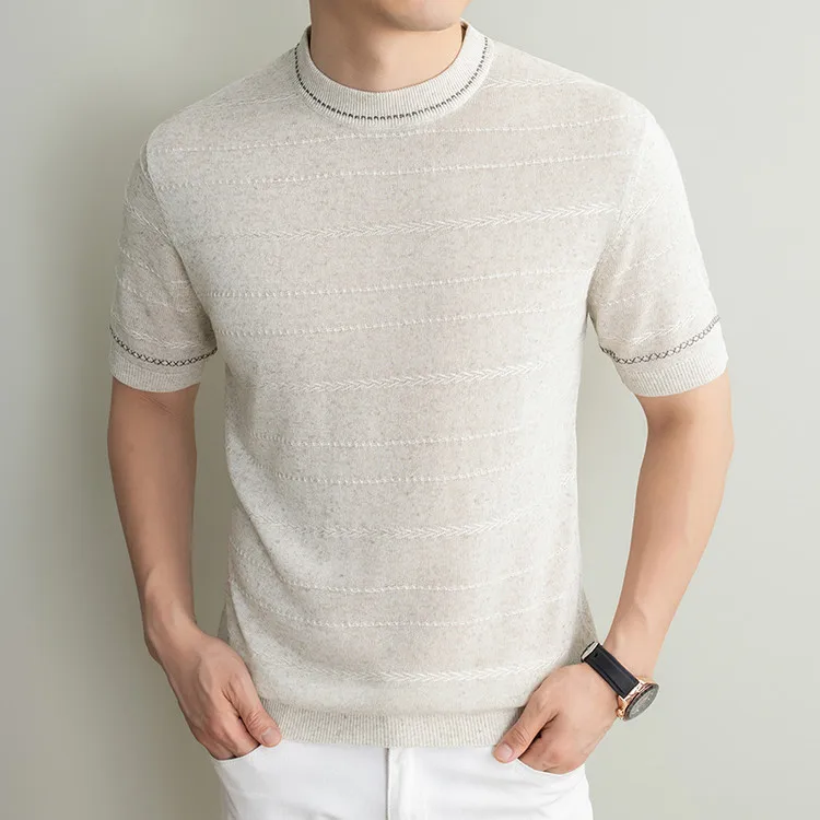 2026 Summer New Tees t-shirt Lyocell fiber 37.1% linen 9.3% Male Short Sleeve Tops Breathable T Shirt