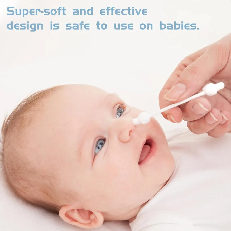 新生児用大型綿棒、紙軸付きベビー綿棒、4パック計224本入り