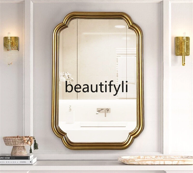 Medieval style bathroom mirror decorative mirror simple and creative dresser makeup  bathroom wall mirror does not deform