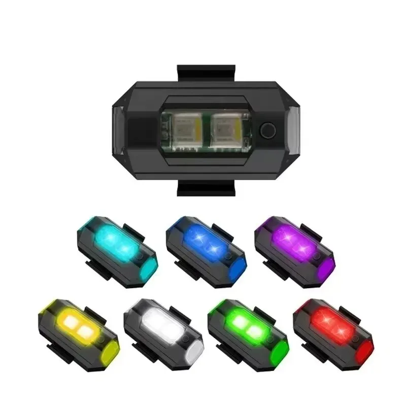  7-Color Mini LED Strobe Light - USB Rechargeable Night Flying Warning Signal Light for Drone Bike Motorcycle