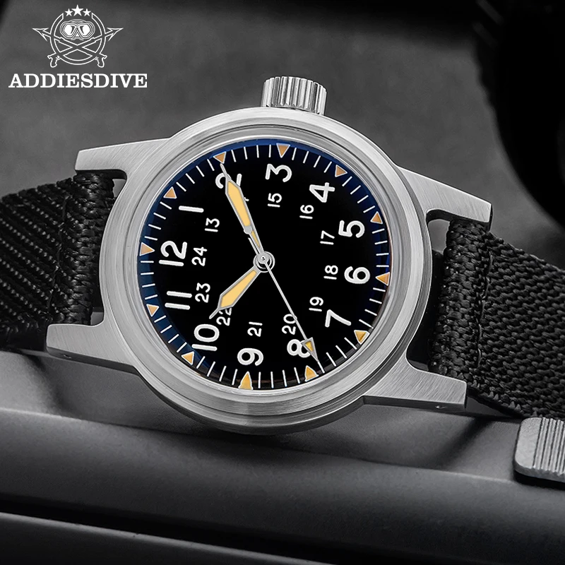 ADDIESDIVE New Vintage Men's Watch 36mm Stainless NH35 Automatic Mechanical Watches 20Bar Waterproof C3 Luminous Sports Watch