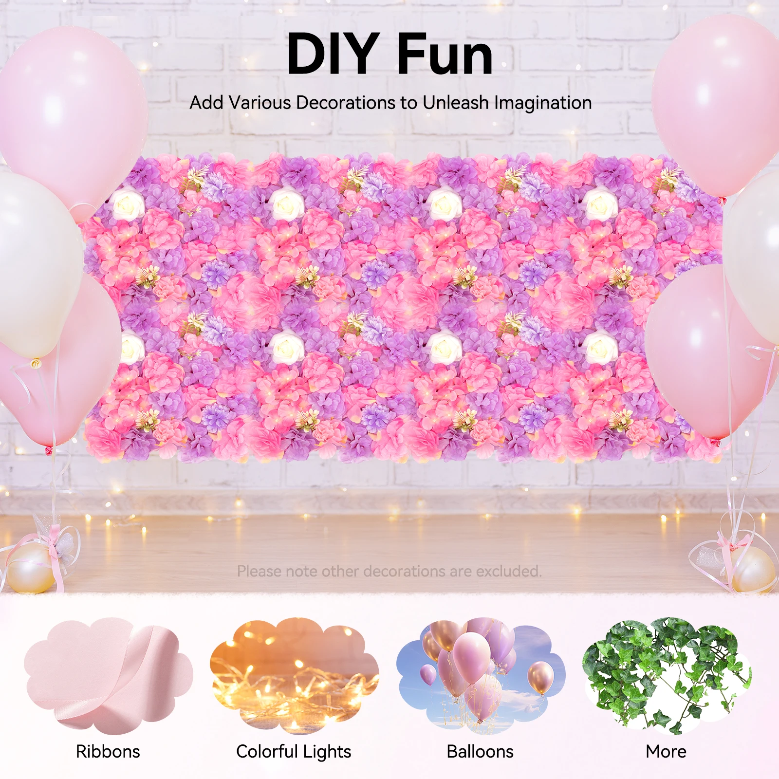 Pannelli murali con fiori artificiali, pannelli in seta e plastica realistici 3D, giardino interno/esterno, design ad incastro in 12 pezzi per la decorazione domestica