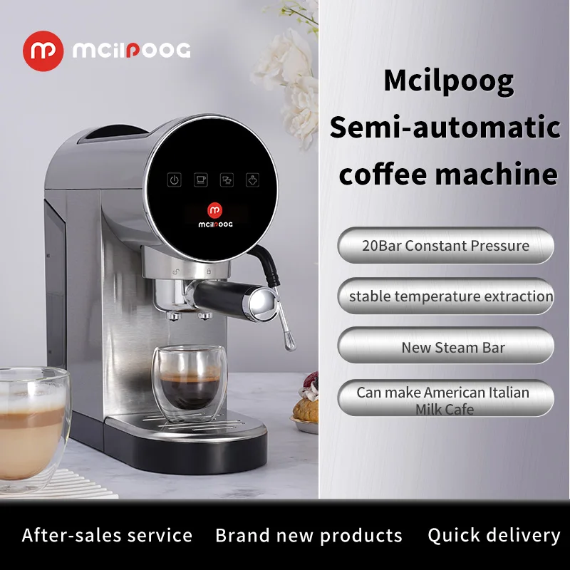 Mcilpoog WS801 19Bar Semi Automatic Espresso  & Steam Wand,Espresso Machine  for Cappuccino or Latte.