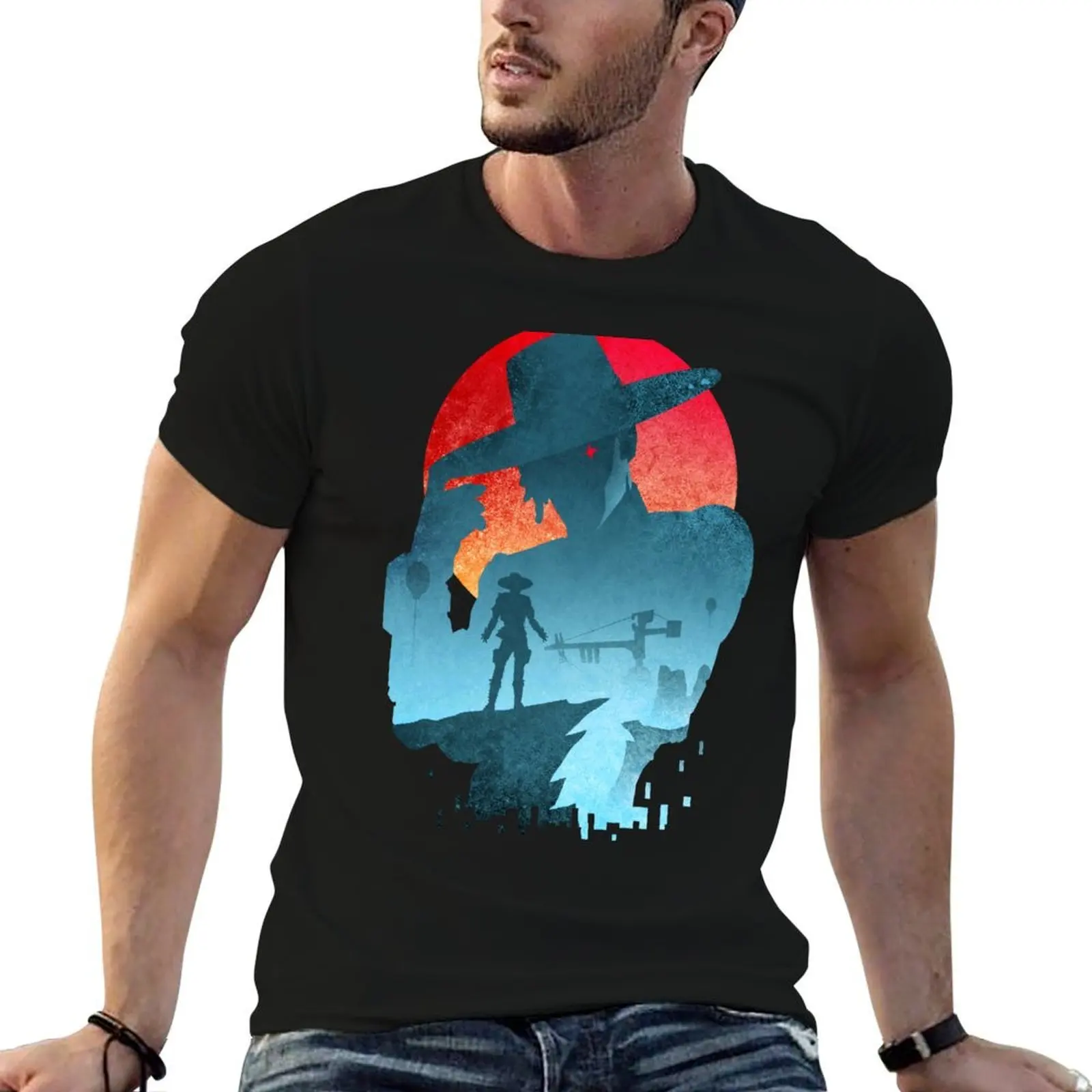 

man Seer shirt shirts graphic plain t 100% tshirt cotton Landscape man T-Shirt t