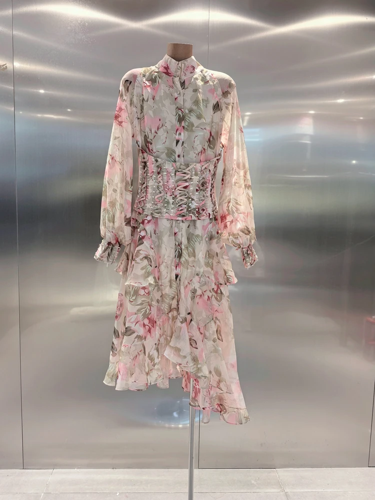 

Длинное женское платье Dr с асимметричным подолом и австралийским цветочным принтом, с застежкой на талии, с высоким дизайном для официальных мероприятий...