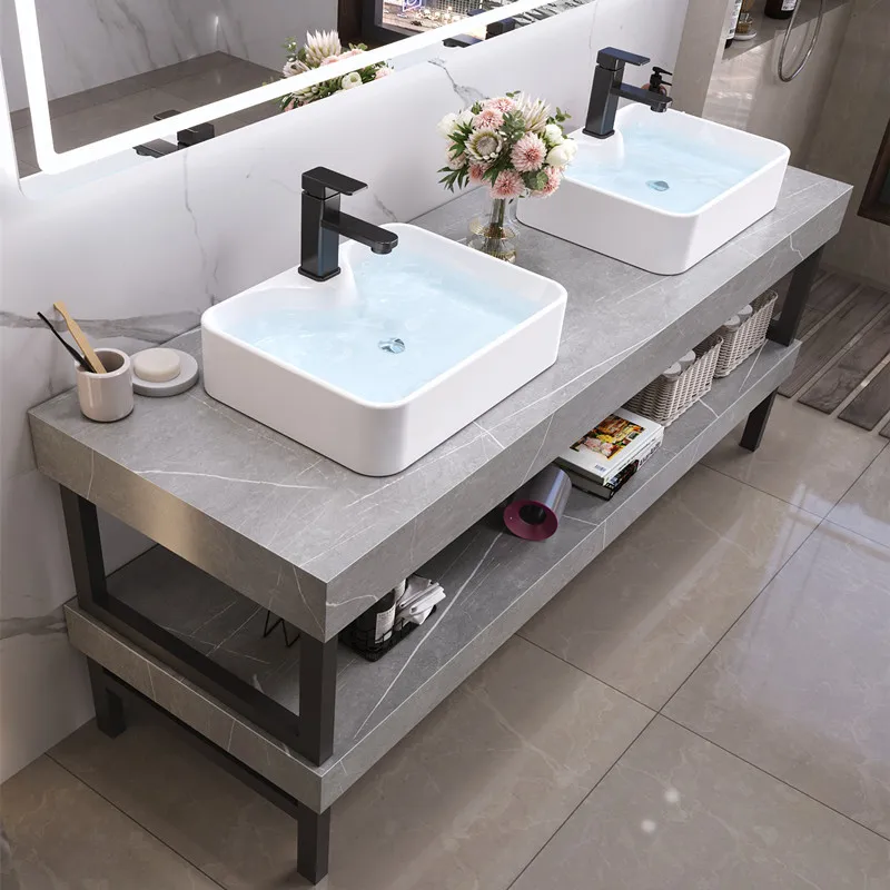 

Bathroom Vanity Combination of Bathroom Cabinets Modern and Minimalist Washbasin Double Basin Cabinet Storage Public Territory