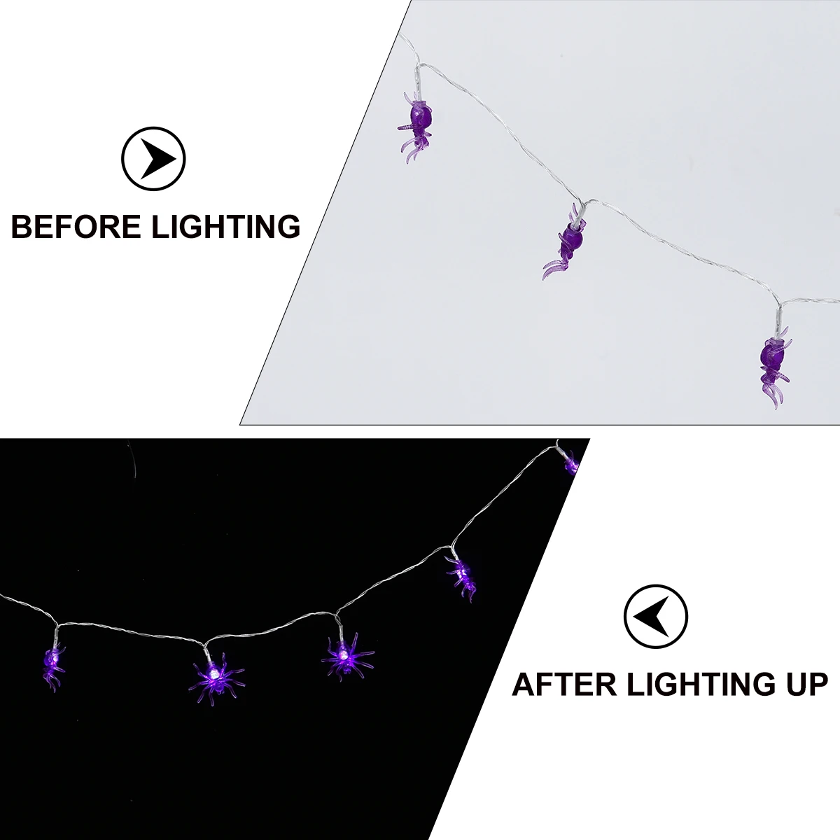 

1pc Led Spider Lights Purple Spider Led String Halloween Decoration Light Decorative Party String Light Powered By Batteries