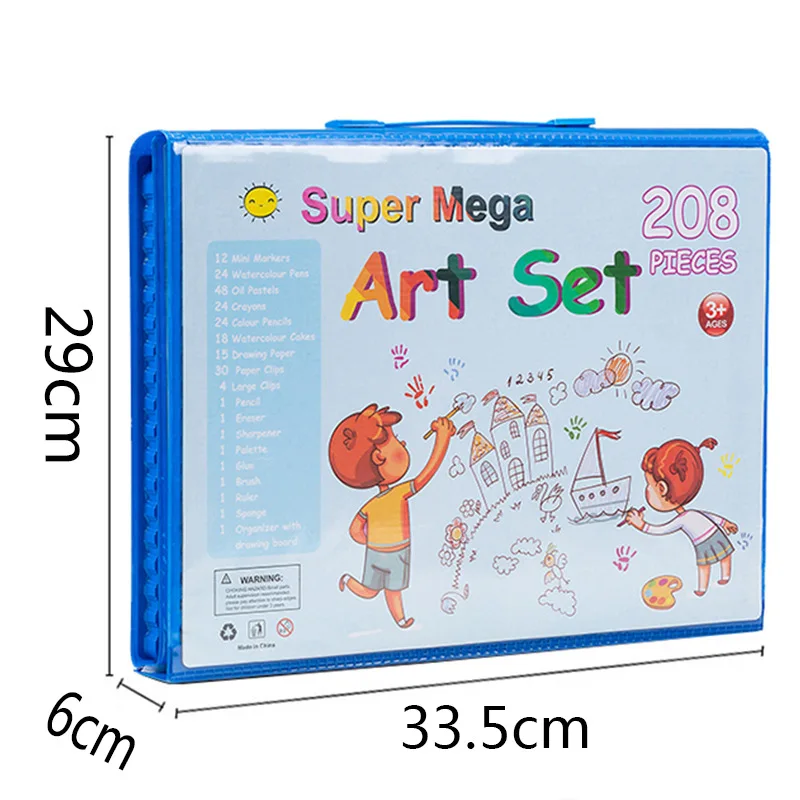 Imagem -05 - Conjunto de Pintura de Arte Infantil Lápis de Cera Canetas para Aquarela e Outros Caixa de Presente 208 Conjuntos de Pintura