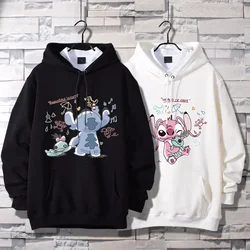 Disney Couple Wear Stitch Sweater Men's and Women's Hooded Jacket Loose Student Winter Top Clothes Long Sleeve