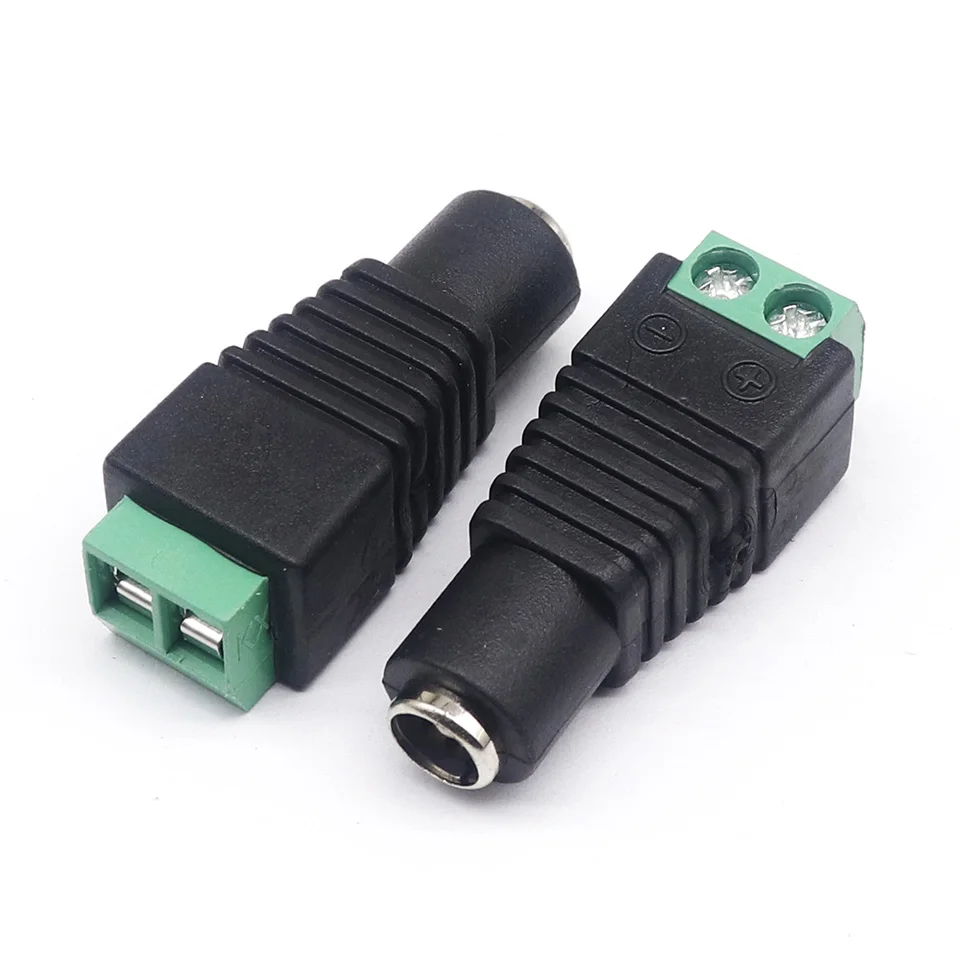 5pcsDC male and female power connector 5.5*2.1mm plug positive and negative to solderless pressure terminal LED wiring connector