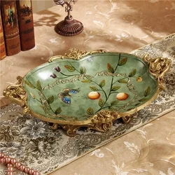 Light Luxury Resin Carved Fruit Plate Exquisite Retro Candy Box Elegant Living Room Decor Table Ornament Elegant Candy Holder