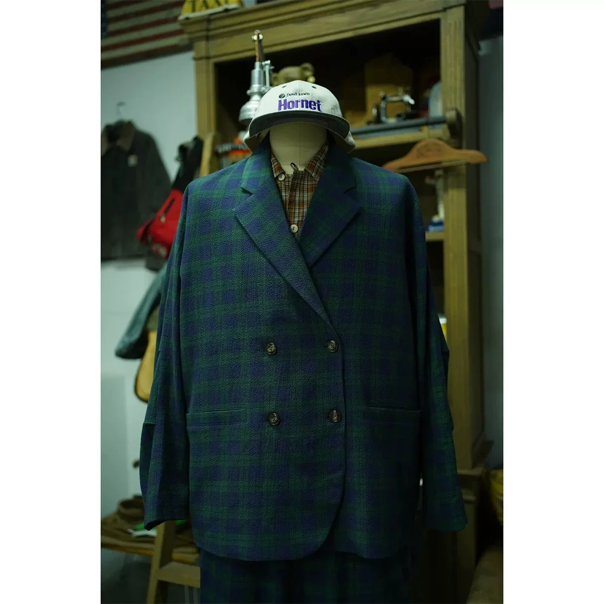 Second Order Seersucker Plaid Suit Jacket Vintage-Inspired Men's Double-Breasted Blazer