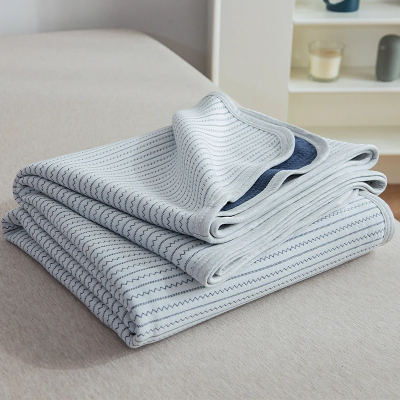 

100%Cotton Summer Blanket Knitted Jacquard Stripes Sofa Towel Quilt Gauze Cover Thin Blanket Office Air Conditioner Nap Throws이불