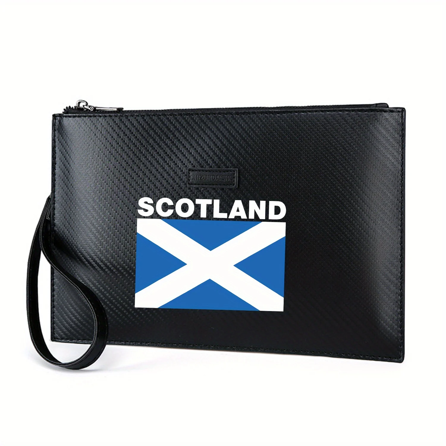 حقيبة يد رجالية من البولي يوريثان مطبوعة بعلم اسكتلندا باللون الأبيض والأزرق، عصرية وعملية للحمل اليومي #1