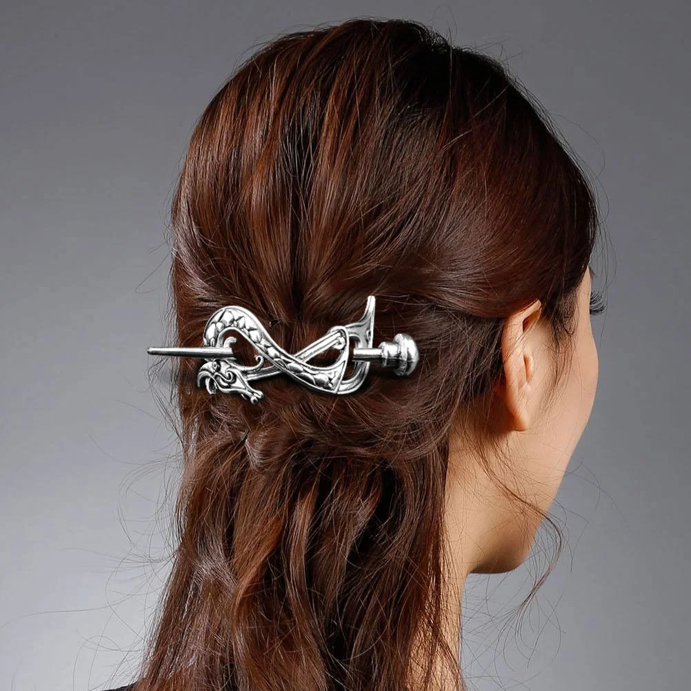2 Pcs Styling Barrettes Hairbands Women Dragon Clip Hairpin Vintage Stick Decorative Metal Clips