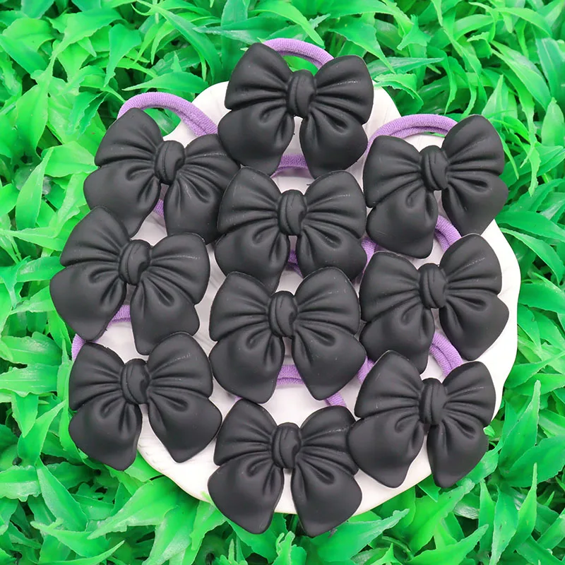 10Pcs/set Black Bowknot Rabbit Hair Accessories Rubber Bands Scrunchies Elastic Hair Bands Girls Headband Decorations Kids Ties view 3